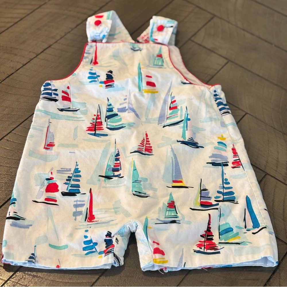 Kids Sailboat Print One-Piece Bodysuit - White with Multicolor Sails